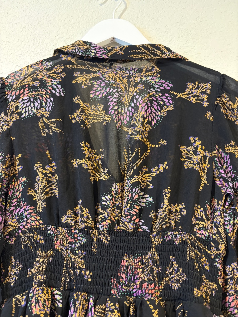 Free People Fake Pretend Black Print Long Sleeve Mini Dress - XS - Picture 7 of 9